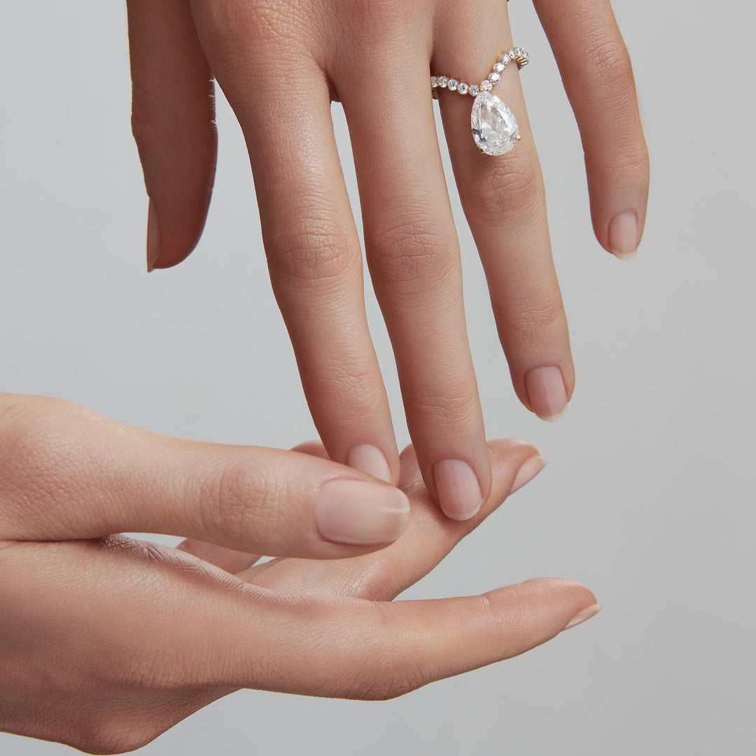 Tear Diamond Pavé Curve Ring