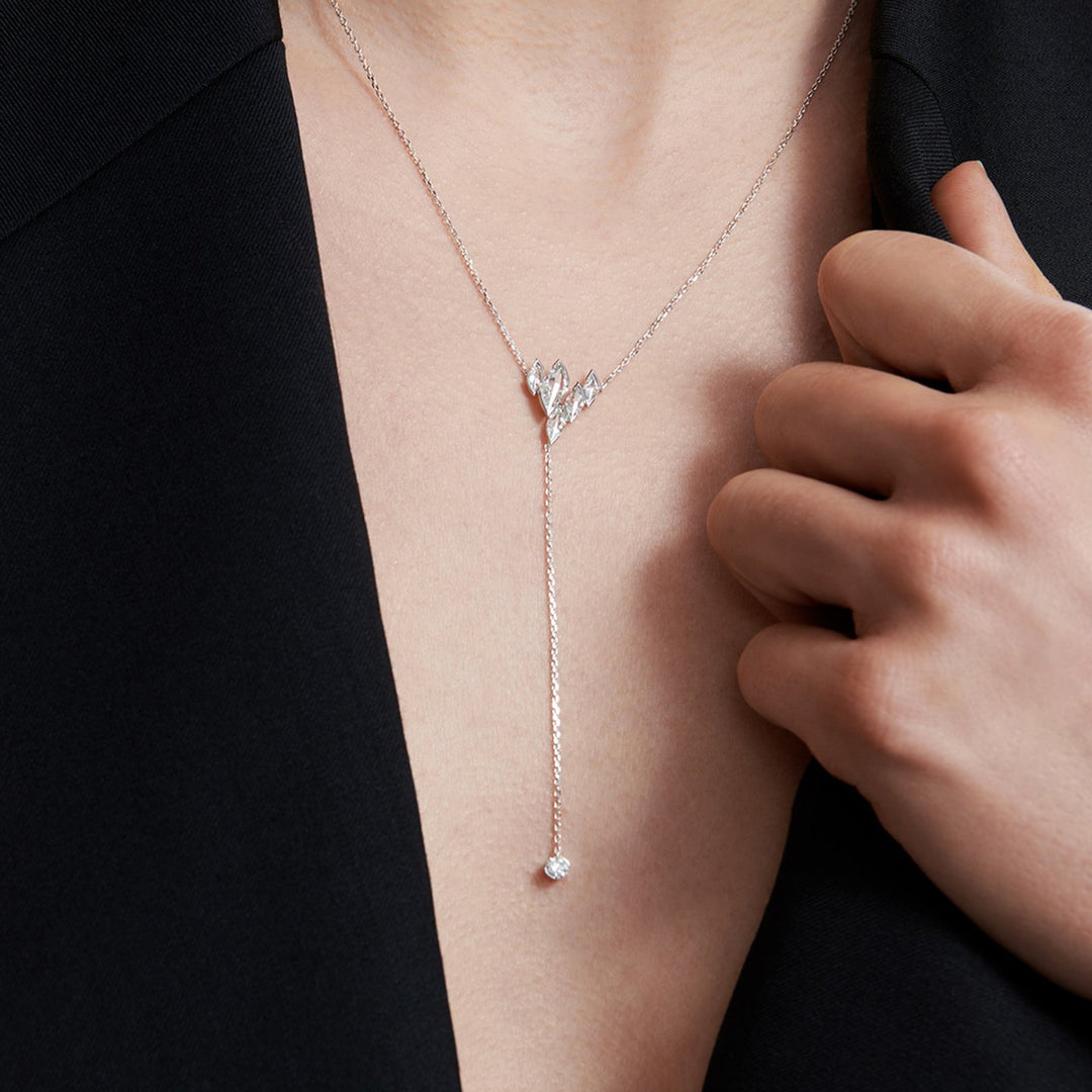 Flame Diamond Lariat Necklace