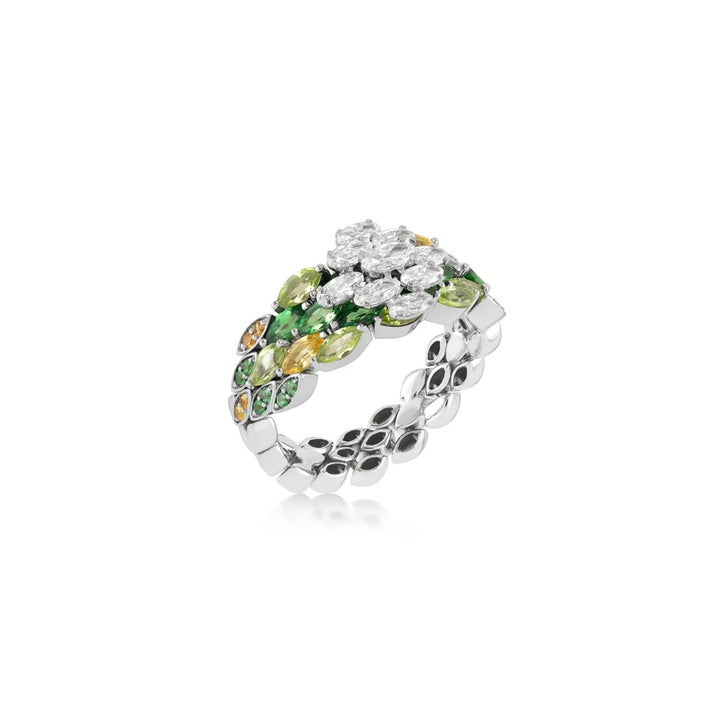 Entwine Green Band Ring