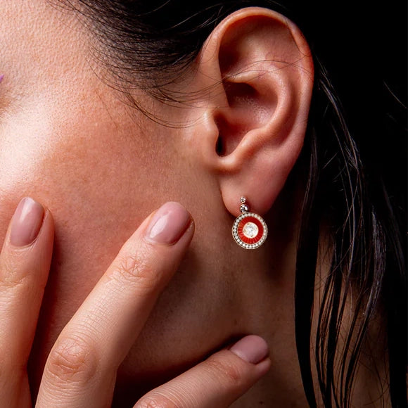 Mina Rusty Red Enamel Earrings