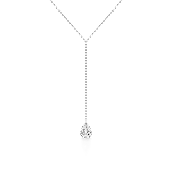 Tear Diamond Lariat Necklace