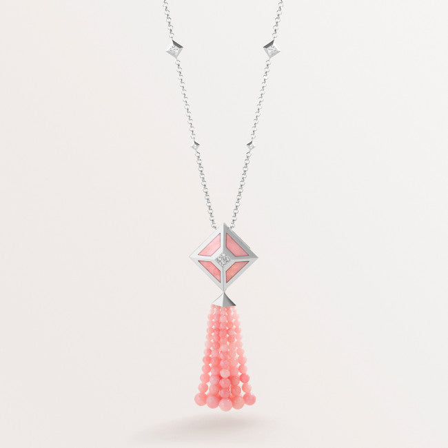 18k White Gold Tassel Necklace with Diamonds
